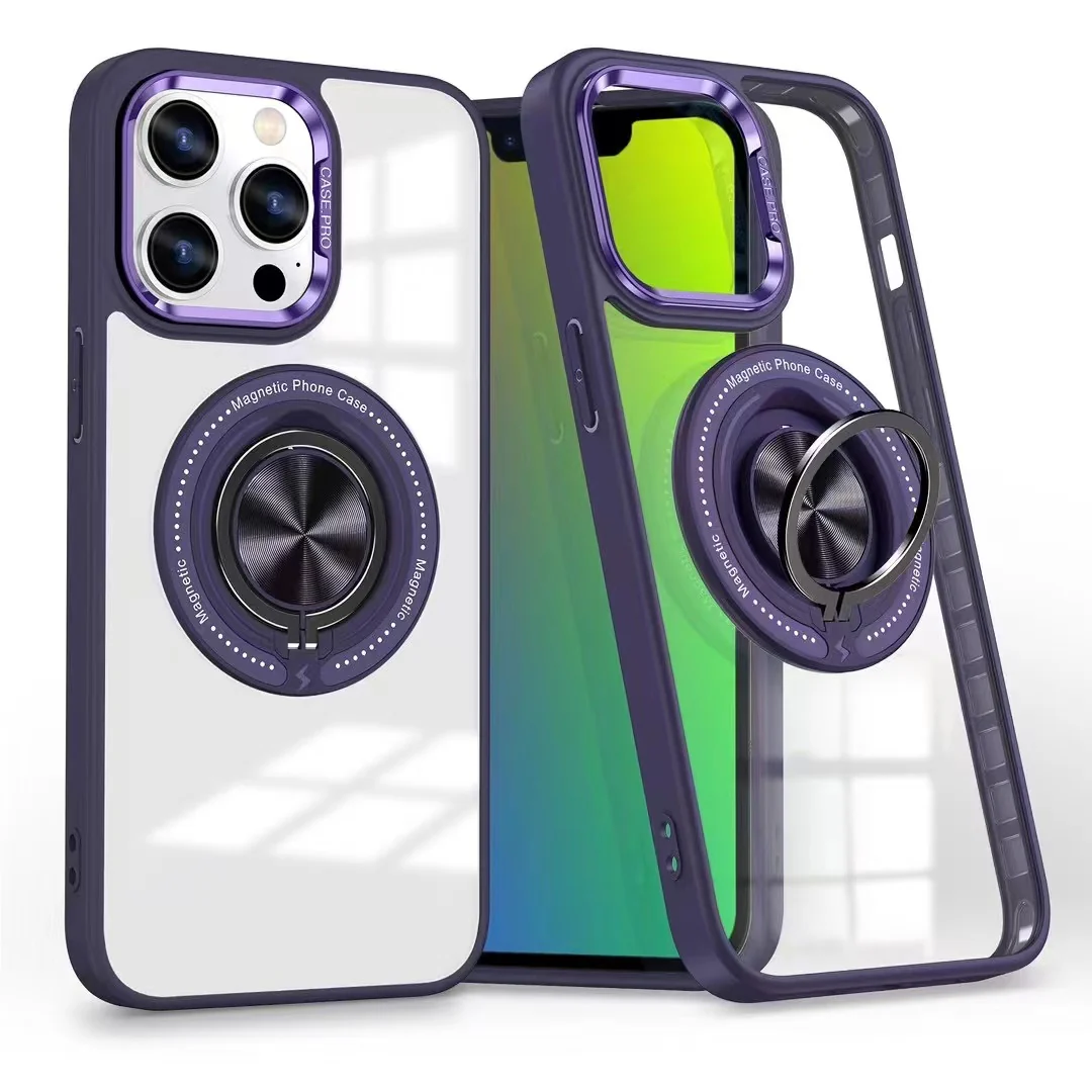 [1069] IPhone 16 Pro Max Purple Ring Holder Case w/MagSafe