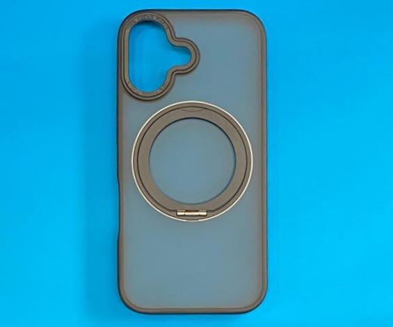 [1092] IPhone 17 Black 360 Rotatable Ring Stand Case w/Magsafe