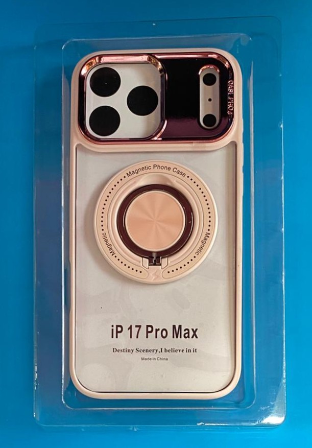 [1096] IPhone 17 Pro Max Pink Ring Holder Case w/MagSafe
