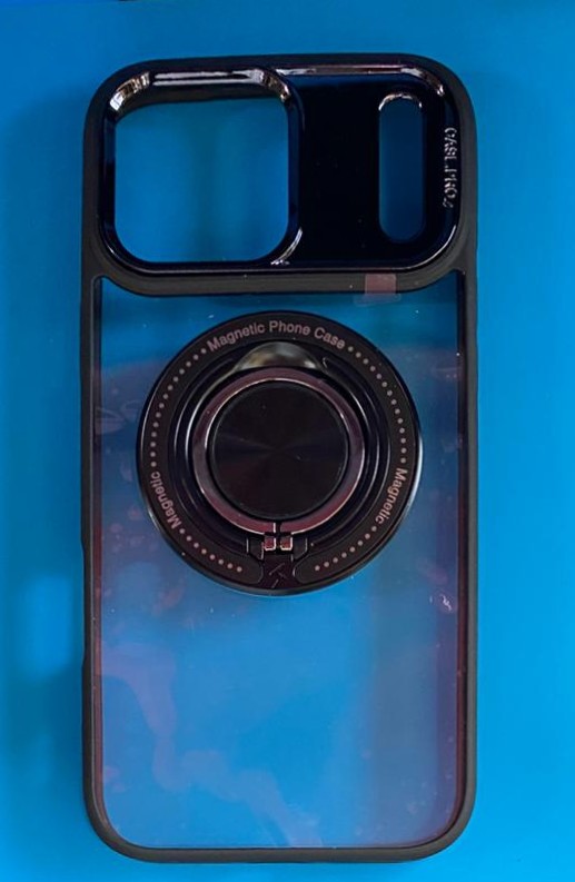 [1102] IPhone 17 Pro Black Ring Holder Case w/MagSafe