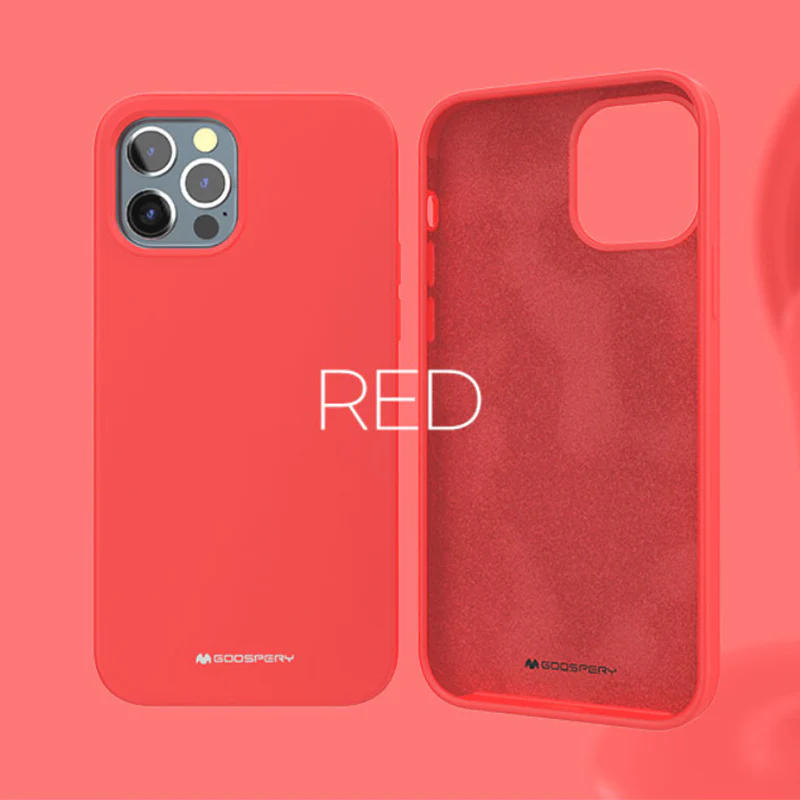 [1111] Goospery IPhone 13 Pro Max Silicone Hard Red Case w/Magsafe