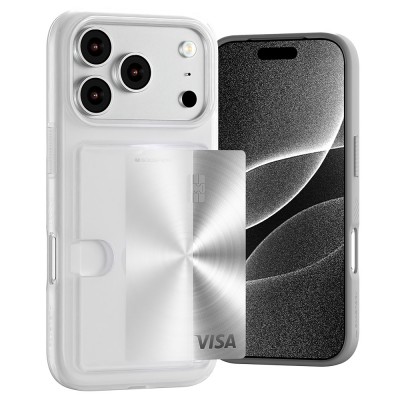 [1148] IPhone 17 Pro Max Mercury Goospery Rail 2 Card Holder Transparent Case Cover
